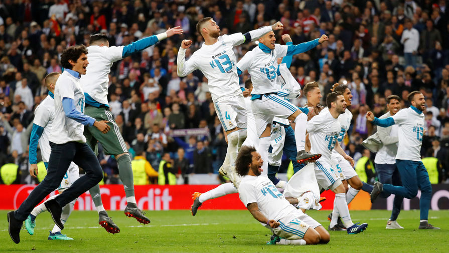 Радость игроков «Реала» после окончания ответного полуфинального матча ЛЧ с «Баварией»
