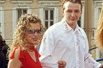Артист театра и кино Марат Башаров с супругой на закрытии 24-го Московского международного кинофестиваля, 2002 год