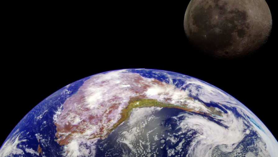 Земля и Луна на снимках аппарата НАСА «Галилео», коллаж