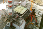 Вид на Чернобыльскую АЭС, август 1986 года