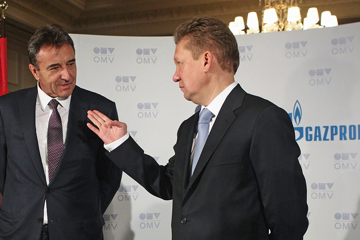 Глава «Газпрома» Алексей Миллер и гендиректор австрийского нефтегазового концерна OMV Герхард Ройсс