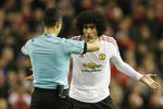 Football Soccer — Liverpool v Manchester United — UEFA Europa League Round of 16 First Leg — Anfield, Liverpool, England — 10/3/16
Referee Carlos Velasco Carballo talks to Manchester United's Marouane Fellaini
Action Images via Reuters / Carl Recine
Livepic
EDITORIAL USE ONLY.