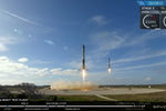 Во время запуска ракеты-носителя Falcon Heavy компании Илона Маска SpaceX с мыса Канаверал во Флориде, 6 февраля 2018 года