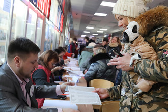 На одном из избирательных участков в Москве, 18 марта 2018 года