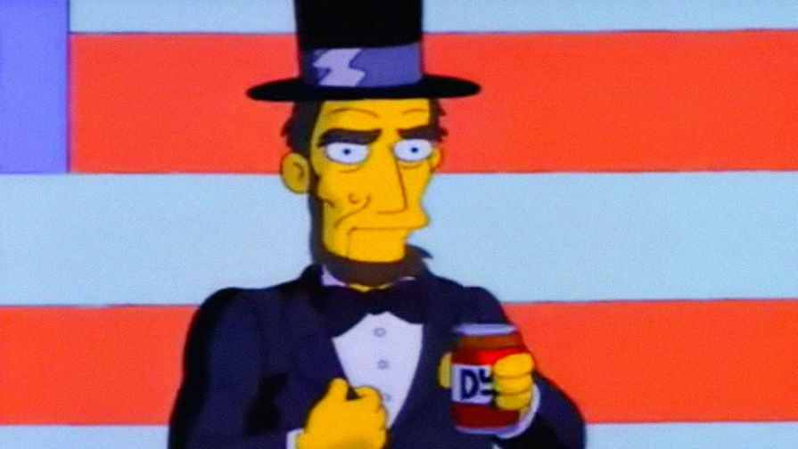 Авраам Линкольн в рекламе пива в мультсериале «Симпсоны»