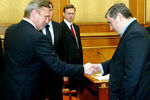 Премьер-министр России Михаил Касьянов и президент компании «ЮКОС» Михаил Ходорковский, 2003 год