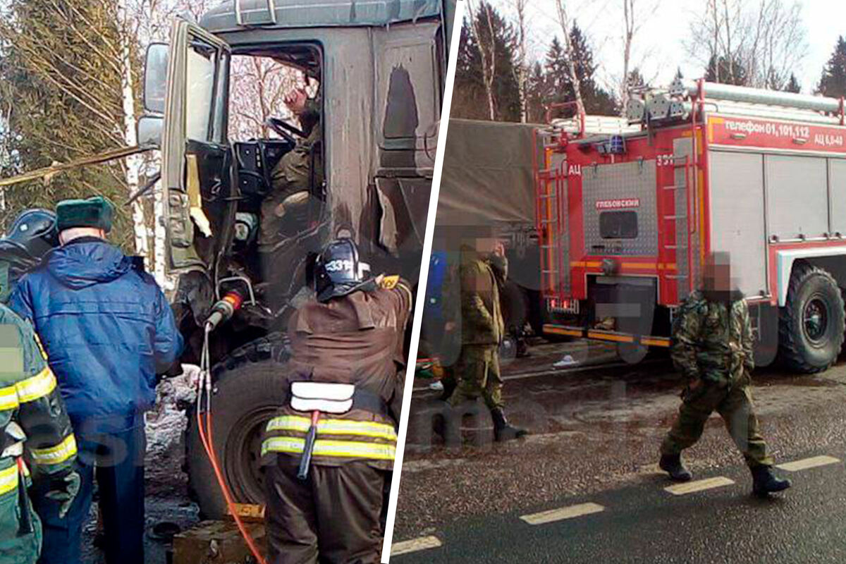 Mash: два грузовика Минобороны попали в аварию на трассе М9 Балтия, один  человек пострадал - Газета.Ru | Новости