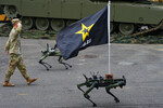Собаки-роботы на военном параде в честь 250-летия армии США в Вашингтоне, 14 июня 2025 года 