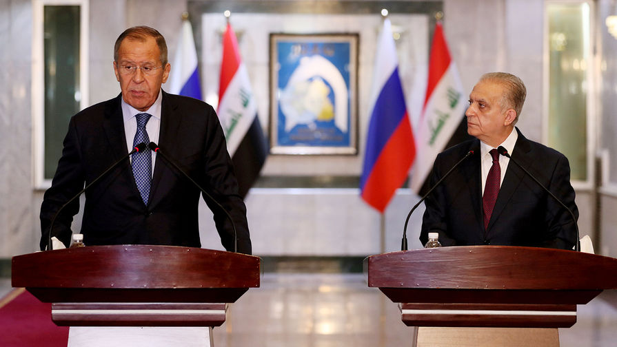 Главы МИД России и Ирака Сергей Лавров и Мухаммад Али аль-Хаким во время встречи в Багдаде, 7 октября 2019 года