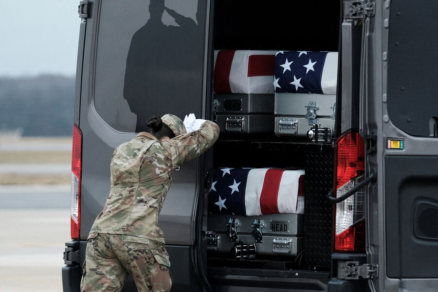 Церемония прощания с&nbsp;тремя военнослужащими США, погибшими в&nbsp;результате удара беспилотника по&nbsp;территории Иордании, 2&nbsp;февраля 2024&nbsp;года