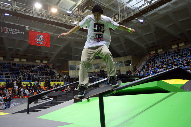 Участник чемпионата World Cup Skateboarding в Москве