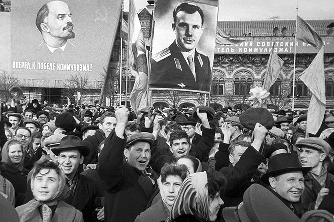 Митинг на Красной площади, посвященный первому в мире космическому полету, 14 апреля 1961 года