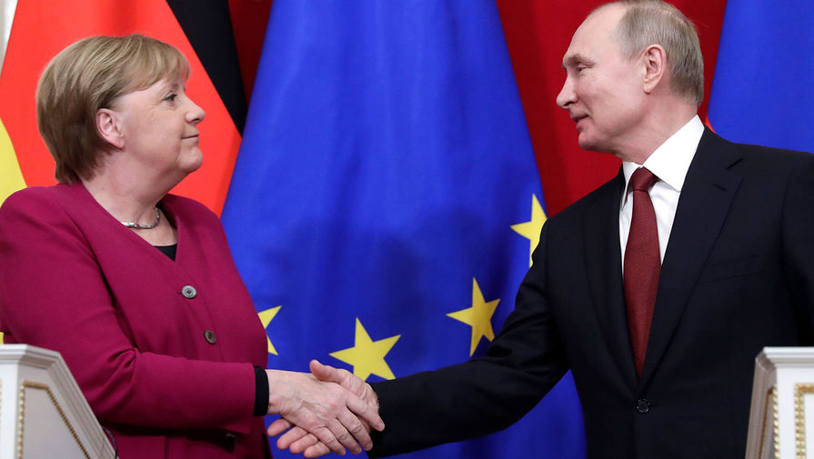 Канцлер Германии Ангела Меркель и президент РФ Владимир Путин во время пресс-конференции по&nbsp;итогам встречи в&nbsp;Кремле, 11 января 2020 года