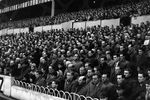 Фанаты лондонского клуба «Тоттенхэм Хотспур» во время минуты молчания в память о жертвах крушения самолета в аэропорту Мюнхена, февраль 1958 года