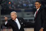 Кандидат в вице-президенты Джо Байден и экс-президент США Барак Обама на Национальном съезде Демократической партии в Денвере, 2008 год
