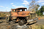 Сгоревший автомобиль в Донецкой области