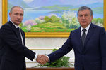 Президент России Владимир Путин и премьер-министр Узбекистана Шавкат Мирзияев
