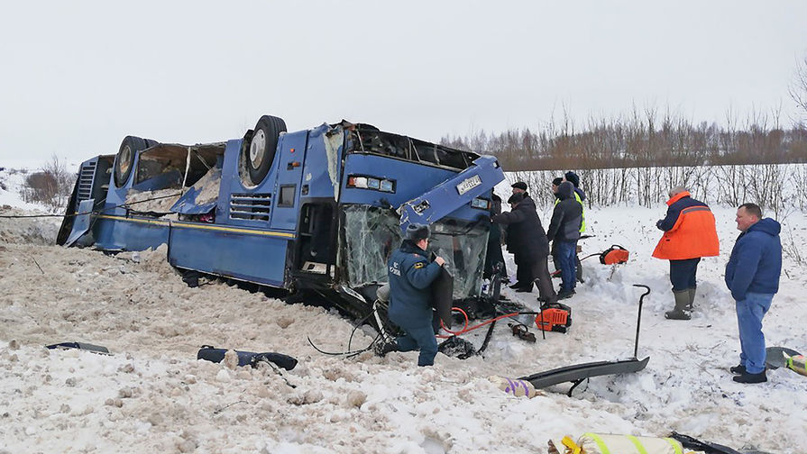 Последствия ДТП с&nbsp;участие автобуса с&nbsp;детьми в&nbsp;Калужской области, 3 февраля 2019 года