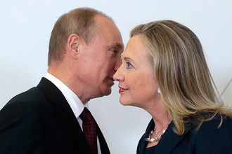 Президент России Владимир Путин и госсекретарь США Хиллари Клинтон на саммите АТЭС во Владивостоке, сентябрь 2012 года