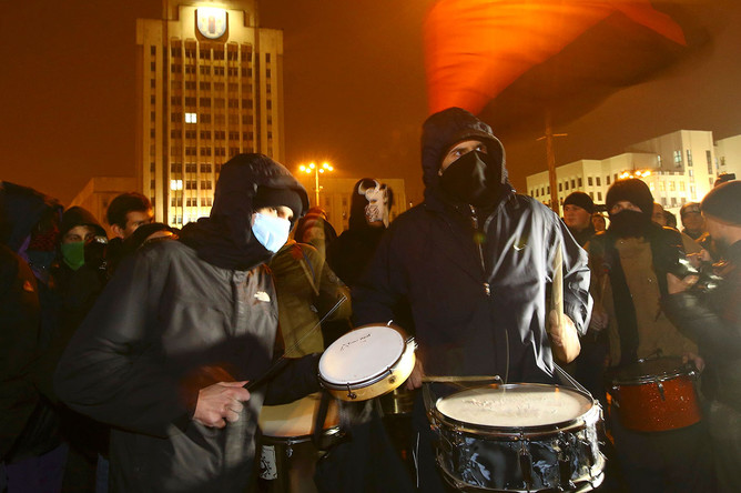 Участники протестной акции в Минске, 17 февраля 2017 года