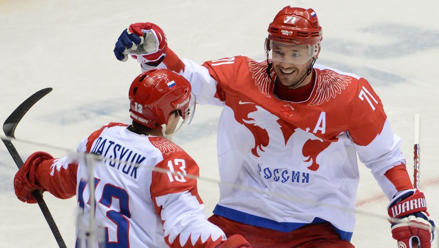 Хоккеисты сборной России Павел Дацюк и Илья Ковальчук