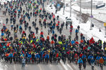 Участники третьего зимнего велопарада в Москве, 18 февраля 2018 года