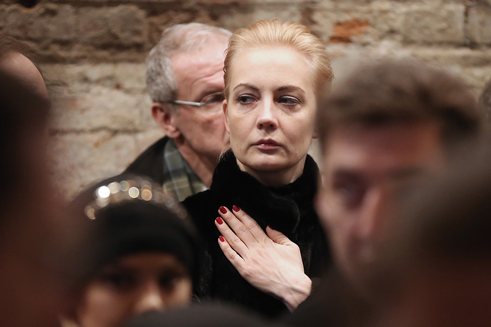 Супруга оппозиционера Алексея Навального Юлия на церемонии прощания с политиком Борисом Немцовым в Сахаровском центре