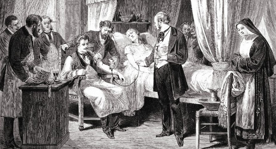 Переливание крови в больнице Сальпетриер в Париже, 1874 год