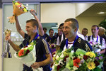 Игроки сборной России по пляжному футболу Юрий Горчинский и Илья Леонов (справа налево)