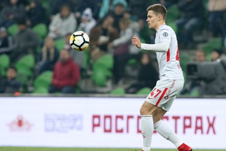 Игрок «Спартака» Роман Зобнин в матче 17-го тура чемпионата России по футболу среди клубов Премьер-лиги между ФК «Краснодар» (Краснодар) и ФК «Спартак» (Москва).