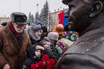 Церемония открытия памятника конструктору Сергею Королеву и космонавту Юрию Гагарину в Королеве, 12 января 2017 года
