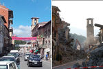Снимок улицы в городе Аматриче (слева) датирован 22 августа, правая фотография сделана 26 августа