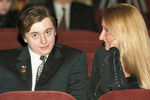 Сергей Безруков и Мария Максакова в зрительном зале во время церемонии вручения Национальной премии кинокритики и кинопрессы «Золотой Овен», 1999 год