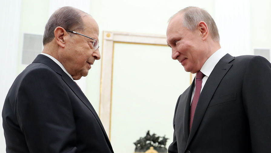 Президент Ливана Мишель Аун и президент России Владимир Путин во время встречи в Кремле, 26 марта 2019 года