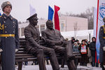 Церемония открытия памятника конструктору Сергею Королеву и космонавту Юрию Гагарину в Королеве, 12 января 2017 года