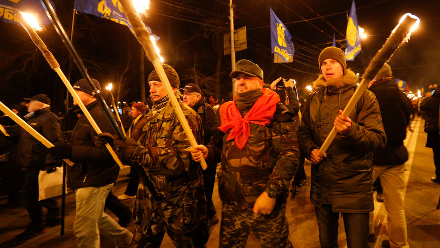 Во время марша националистов в Киеве, 1 января 2020 года