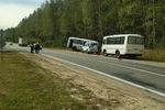 На месте смертельной аварии с участием легкового автомобиля и автобуса на трассе «Владимир – Гусь-Хрустальный – Тума», 21 сентября 2020 года