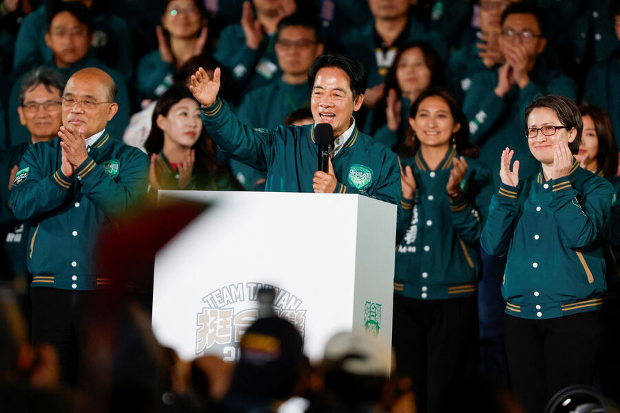 Лай Циндэ после победы на президентских выборах в Тайбэе, Тайвань, 13 января 2024 года