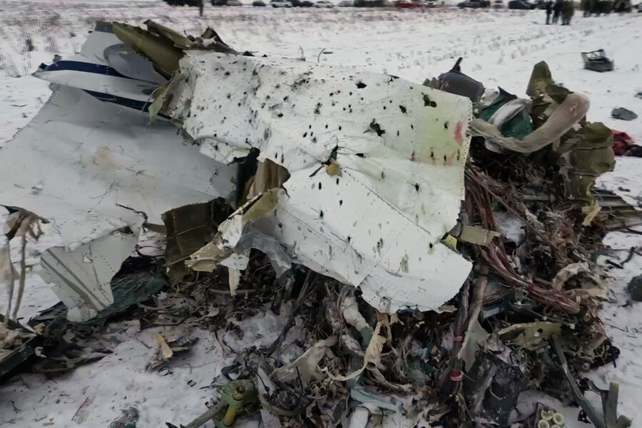 Обломки военно-транспортного самолета Ил-76 в Белгородской области, 26 января 2024 года