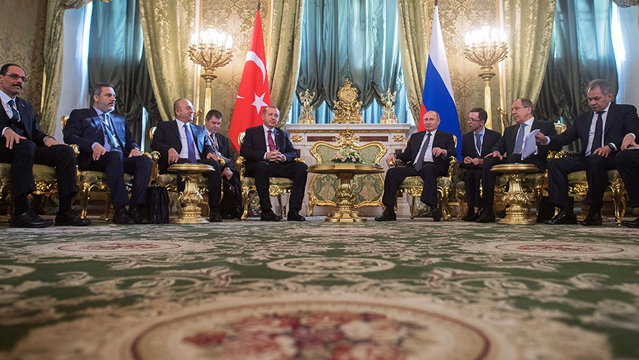 Владимир Путин и Реджеп Эрдоган во время встречи в&nbsp;Кремле