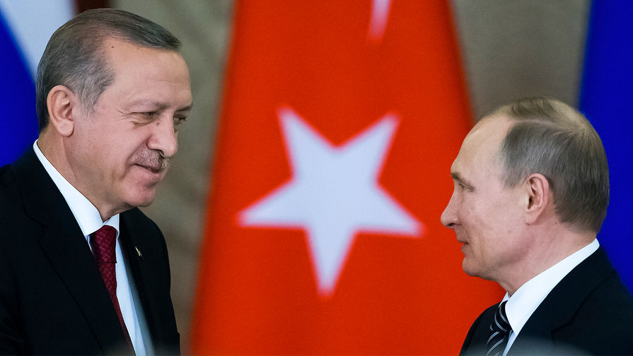 Президент Турции Тайип Эрдоган и российский президент Владимир Путин во время встречи в Кремле, 10 марта 2017 года