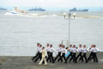 Участники военного парада в рамках празднования Дня Военно-морского флота России на водно-спортивной станции Тихоокеанского флота