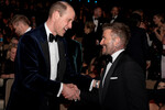 Принц Уэльский Уильям и футболист Дэвид Бекхэм на 77-й церемонии вручения премии BAFTA, 18 февраля 2024 года 