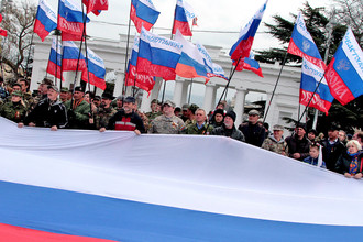 18 марта 2016 года. Во время шествия в честь годовщины воссоединения Крыма с Россией