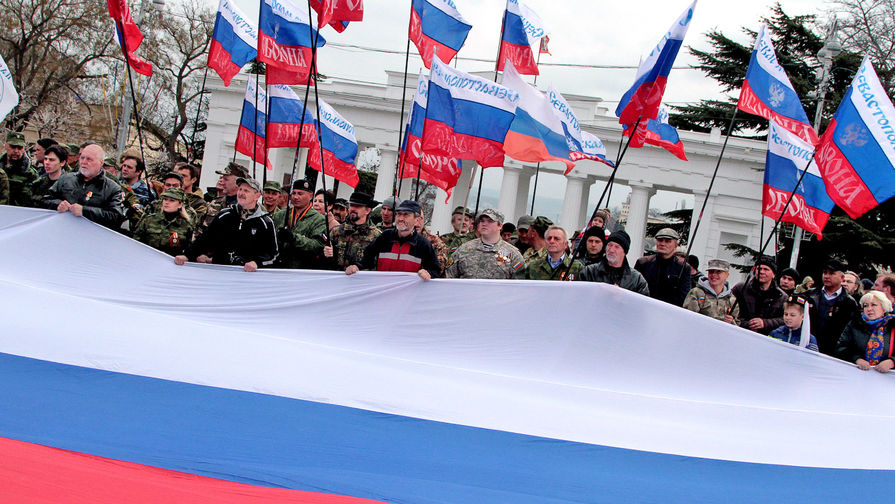 18 марта 2016 года. Во время шествия в честь годовщины воссоединения Крыма с Россией