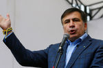 Михаил Саакашвили выступает на акции в поддержку политической реформы в Киеве, 17 октября 2017 года