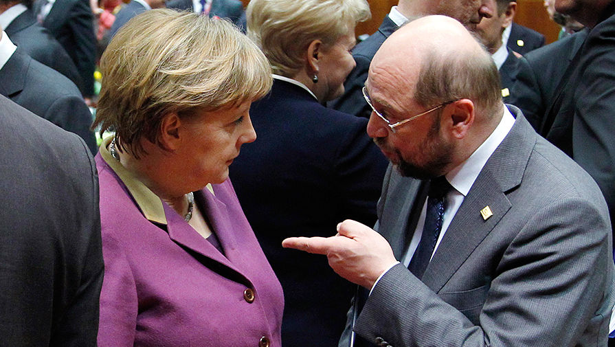 Канцлер ФРГ Ангела Меркель и глава Европарламента Мартин Шульц, 2012 год