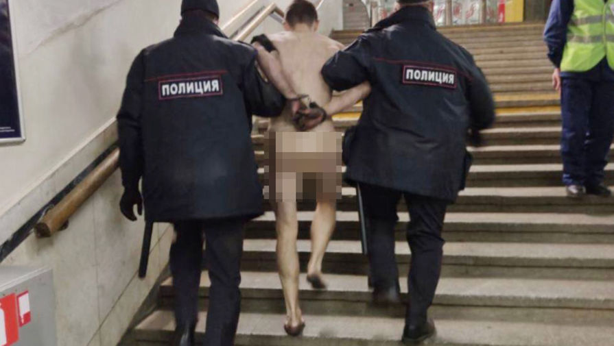 В Москве задержали голого мужчину, который прыгнул на крышу вагона метро 