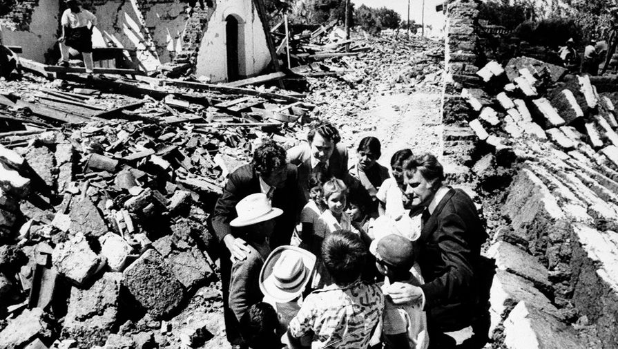 Последствия землетрясения в городе Сан-Мартин, Гватемала, февраль 1976 года