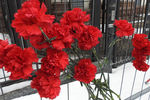 Цветы у посольства Российской Федерации в Киеве в связи трагедией в ТЦ «Зимняя вишня» в Кемерове, 26 марта 2018 года